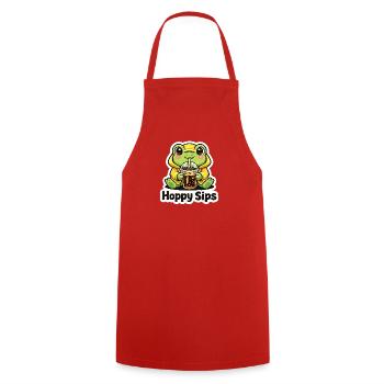 Frosch mit Bubble Tea - Kochschürze - Rot - Vorne - AI Model Male 185 dark (185cm)