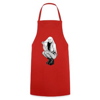 Ghost Pinup Gothic Silhouette - Cooking Apron - red - Front - AI Model Male 185 dark (185cm)