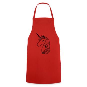 Unicorn Illustration Line Art Gift Idea - Cooking Apron - red - Front - AI Model Male 185 dark (185cm)