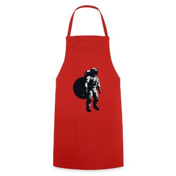 Astronaut on the Moon, Silhouette, Fascinating - Cooking Apron - red - Front - AI Model Male 185 dark (185cm)
