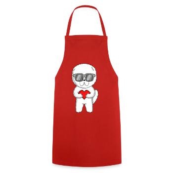 Bichon Frise avec lunettes de soleil et cœur - Tablier de cuisine - rouge - Devant - AI Model Male 185 dark (185cm)