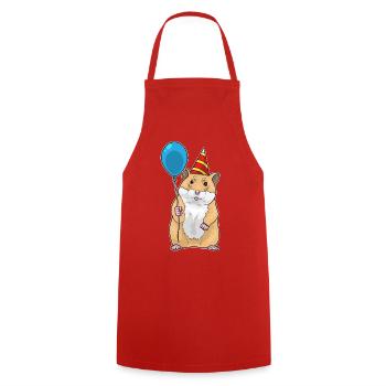 Hamster Birthday Balloon - Cooking Apron - red - Front - AI Model Male 185 dark (185cm)