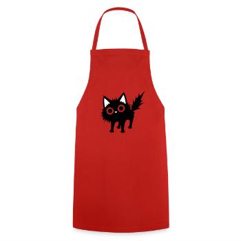 Schwarze Katze - Kochschürze - Rot - Vorne - AI Model Male 185 dark (185cm)