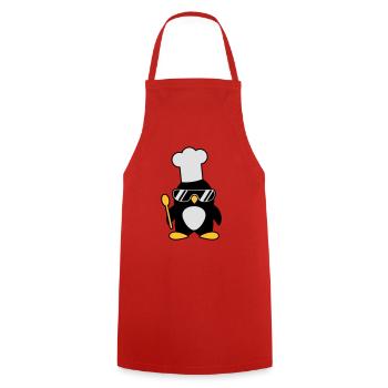 Cool Penguin Chef - Cooking Apron - red - Front - AI Model Male 185 dark (185cm)