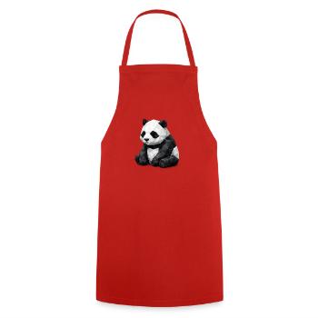 Panda Low-Poly - Kochschürze - Rot - Vorne - AI Model Male 185 dark (185cm)