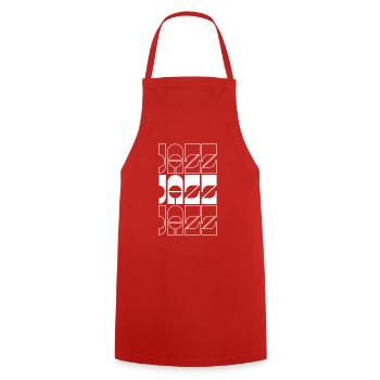 Bold Jazz Logo Design - Cooking Apron - red - Front - AI Model Male 185 dark (185cm)
