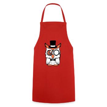 Sir hibou chapeau haut de forme monocle verres riches M. - Tablier de cuisine - rouge - Devant - AI Model Male 185 dark (185cm)