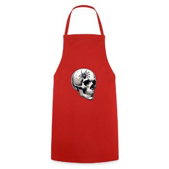 Pale skull with large spider on the skull - Cooking Apron - red - Front - AI Model Male 185 dark (185cm)