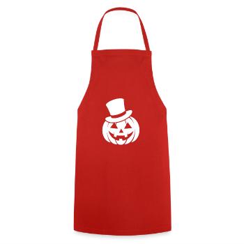 Citrouille d’Halloween souriante drôle avec chapeau haut de forme - Tablier de cuisine - rouge - Devant - AI Model Male 185 dark (185cm)