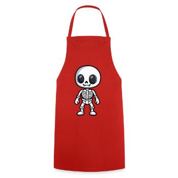 Skelett Halloween Comic - Kochschürze - Rot - Vorne - AI Model Male 185 dark (185cm)
