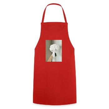 Peony Flower T-shirt  - Cooking Apron - red - Front - AI Model Male 185 dark (185cm)