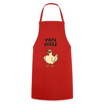 Papa poule - Tablier de cuisine - rouge - Devant - AI Model Male 185 dark (185cm)