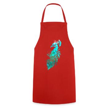 Splash Art Blue Peacock - Tablier de cuisine - rouge - Devant - AI Model Male 185 dark (185cm)