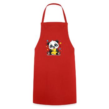 Panda Sternenfreund - Kochschürze - Rot - Vorne - AI Model Male 185 dark (185cm)