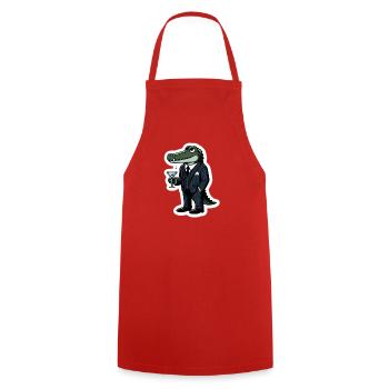 Gator im Anzug: Business-Cocktail - Kochschürze - Rot - Vorne - AI Model Male 185 dark (185cm)