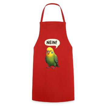 Wellensittich Vogel NEIN - Kochschürze - Rot - Vorne - AI Model Male 185 dark (185cm)
