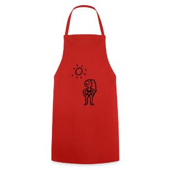 Woman on the beach - line - Cooking Apron - red - Front - AI Model Male 185 dark (185cm)