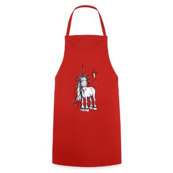 Es ist Einhorn Zeit - Kochschürze - Rot - Vorne - AI Model Male 185 dark (185cm)