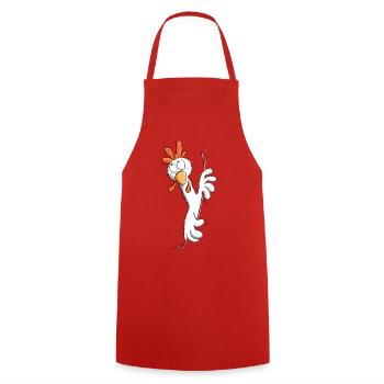 Happy Chicken I Gockel I Rooster - Cooking Apron - red - Front - AI Model Male 185 dark (185cm)