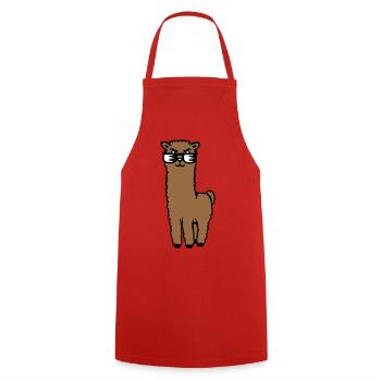 Alpaga Lama Lunettes de Soleil Smart Drôle Cool Animal - Tablier de cuisine - rouge - Devant - AI Model Male 185 dark (185cm)