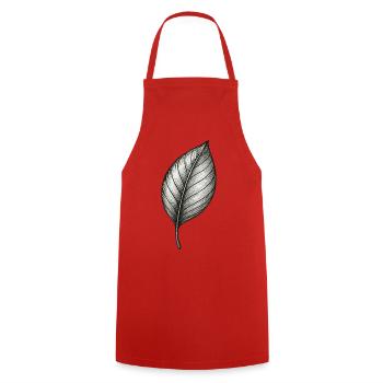 Fine leaf line black and white natural - Cooking Apron - red - Front - AI Model Male 185 dark (185cm)