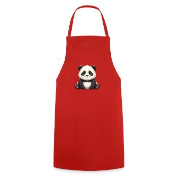 Panda Smiling Plush - Cooking Apron - red - Front - AI Model Male 185 dark (185cm)