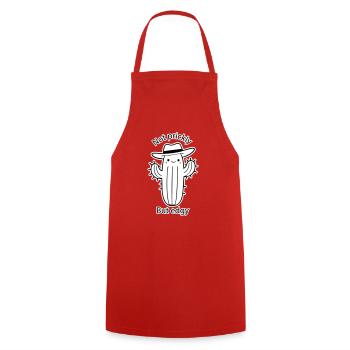 Cute Cactus with hat - Not prickly, but edgy - Cooking Apron - red - Front - AI Model Male 185 dark (185cm)
