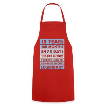 15 years legendary - Anniversary - Company - Anniversary - Cooking Apron - red - Front - AI Model Male 185 dark (185cm)