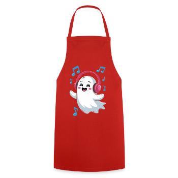 Fantôme mélomane avec casque - Tablier de cuisine - rouge - Devant - AI Model Male 185 dark (185cm)