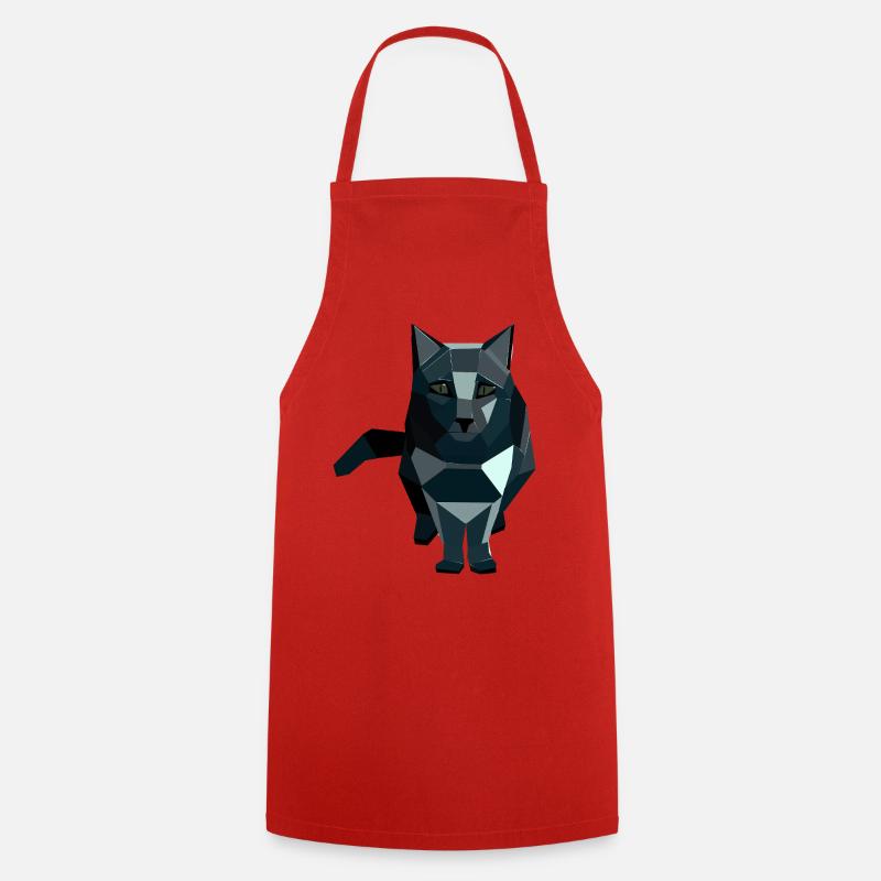 Chat géométrique de style obsidienne - Tablier de cuisine - rouge