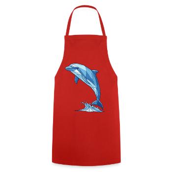 Geometric Dolphin in Blue - Cooking Apron - red - Front - AI Model Male 185 dark (185cm)