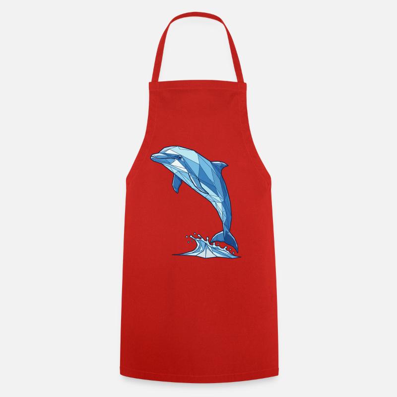 Geometric Dolphin in Blue - Cooking Apron - red