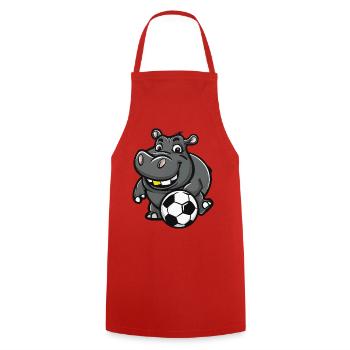 Hippo Fußballstar Illustration - Kochschürze - Rot - Vorne - AI Model Male 185 dark (185cm)