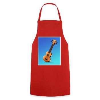 Cartoon Akustikgitarren-Poster - Kochschürze - Rot - Vorne - AI Model Male 185 dark (185cm)