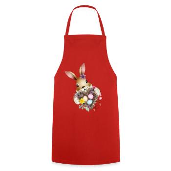 Niedlicher Osterhase mit Herz und Osternest  - Kochschürze - Rot - Vorne - AI Model Male 185 dark (185cm)