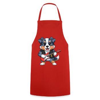Rockender Hund mit Gitarre - Kochschürze - Rot - Vorne - AI Model Male 185 dark (185cm)