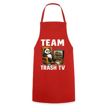 Team Trash TV - Kochschürze - Rot - Vorne - AI Model Male 185 dark (185cm)