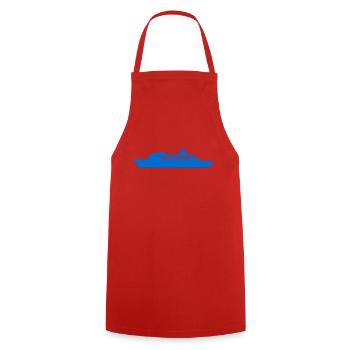 Blue Ship Silhouette Coastal Look - Cooking Apron - red - Front - AI Model Male 185 dark (185cm)