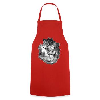 Wolf - Cooking Apron - red - Front - AI Model Male 185 dark (185cm)