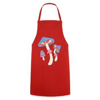 Retro Psychedelic Mushroom Vintage Design - Cooking Apron - red - Front - AI Model Male 185 dark (185cm)