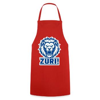 Zurich Lion - Cooking Apron - red - Front - AI Model Male 185 dark (185cm)