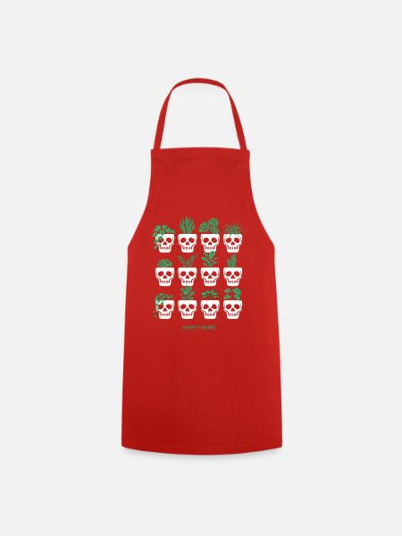 Skull Skull Terrarium Botany Plants - Cooking Apron - red