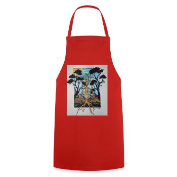 Root tree in frame - Cooking Apron - red - Front - AI Model Male 185 dark (185cm)
