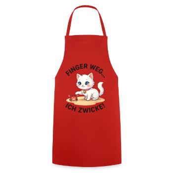 Katze Krabbe Finger weg Spruch - Kochschürze - Rot - Vorne - AI Model Male 185 dark (185cm)