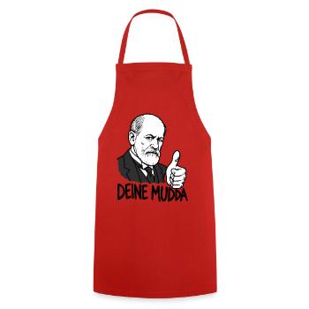 Sigmund Freud – Deine Mudda - Kochschürze - Rot - Vorne - AI Model Male 185 dark (185cm)