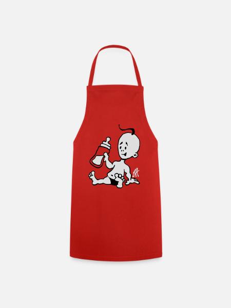 Baby with a milk bottle - Cooking Apron - red