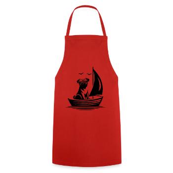 Pug Silhouette Sailboat Minimalist - Cooking Apron - red - Front - AI Model Male 185 dark (185cm)