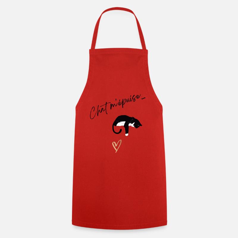 Chat m'épuise - Tablier de cuisine - rouge