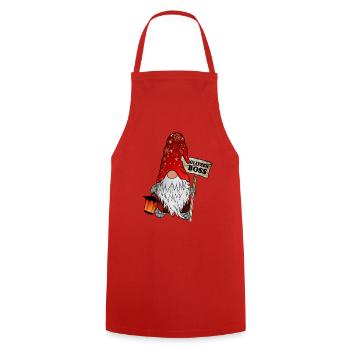 Glitzerboss – Der funkelnde Weihnachtsgnom - Kochschürze - Rot - Vorne - AI Model Male 185 dark (185cm)