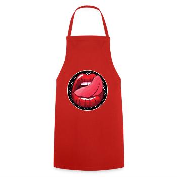 TONGUE ON LIPS IN THE MOUTH SEXY HUMOR - Cooking Apron - red - Front - AI Model Male 185 dark (185cm)